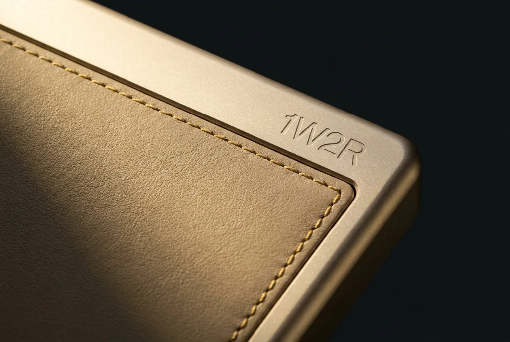 1W2R gold leather panel — freestanding room divider NYC studio apartment