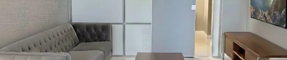 1W2R freestanding room divider installed in a NYC apartment