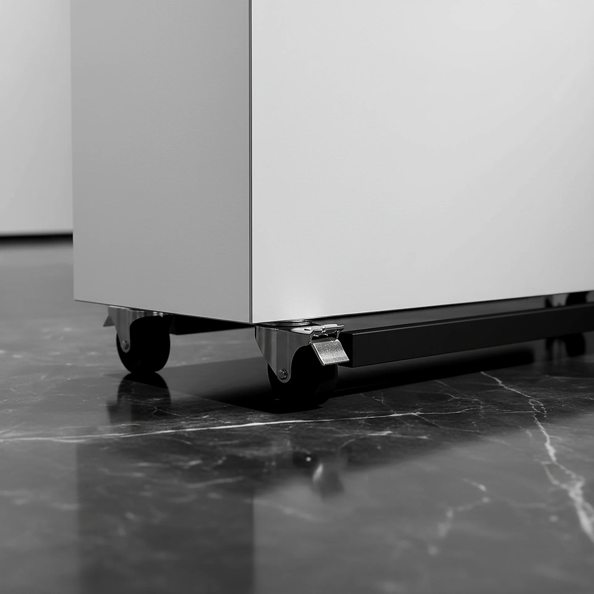 Locking caster base detail on the 1W2R room divider on wheels