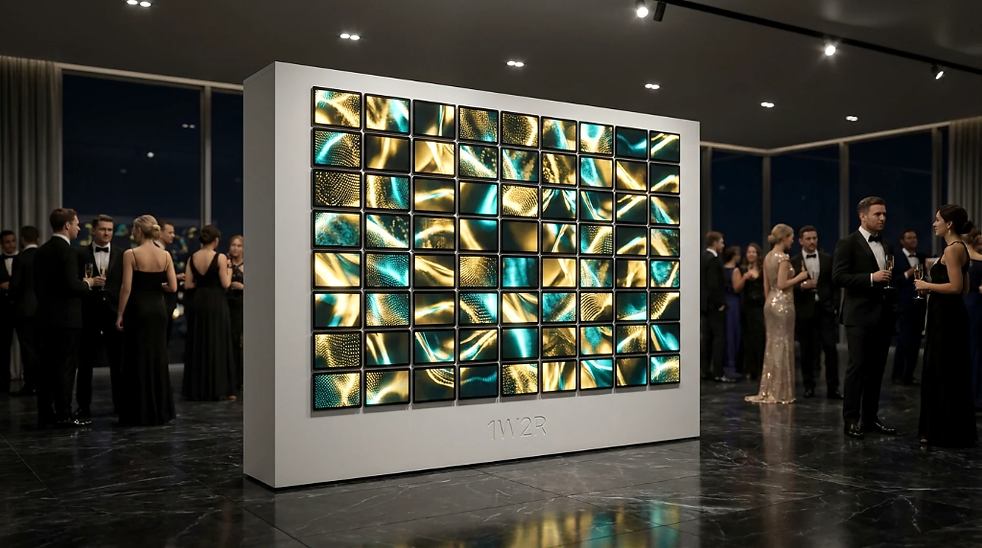 Modular trade show booth walls at an NYC gala