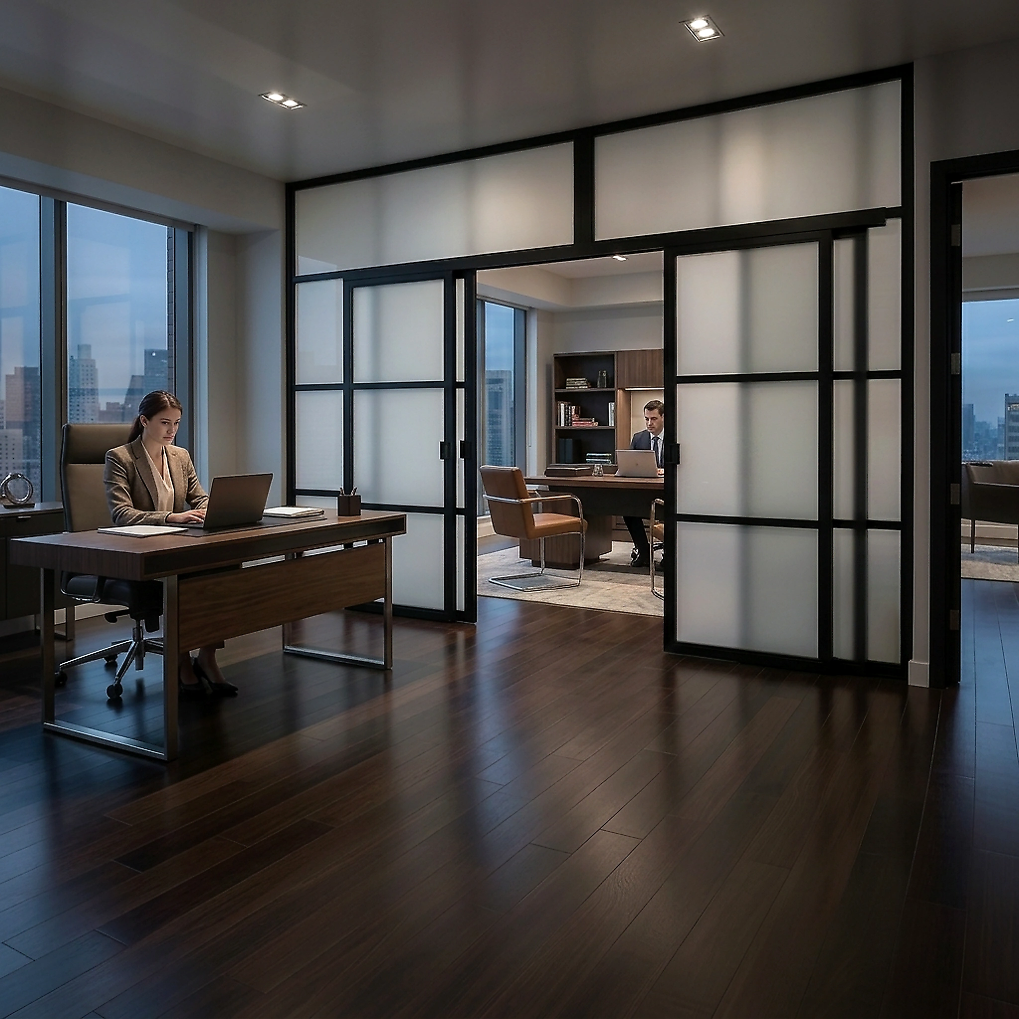 Freestanding office partition with double sliding door - no permits required, NYC