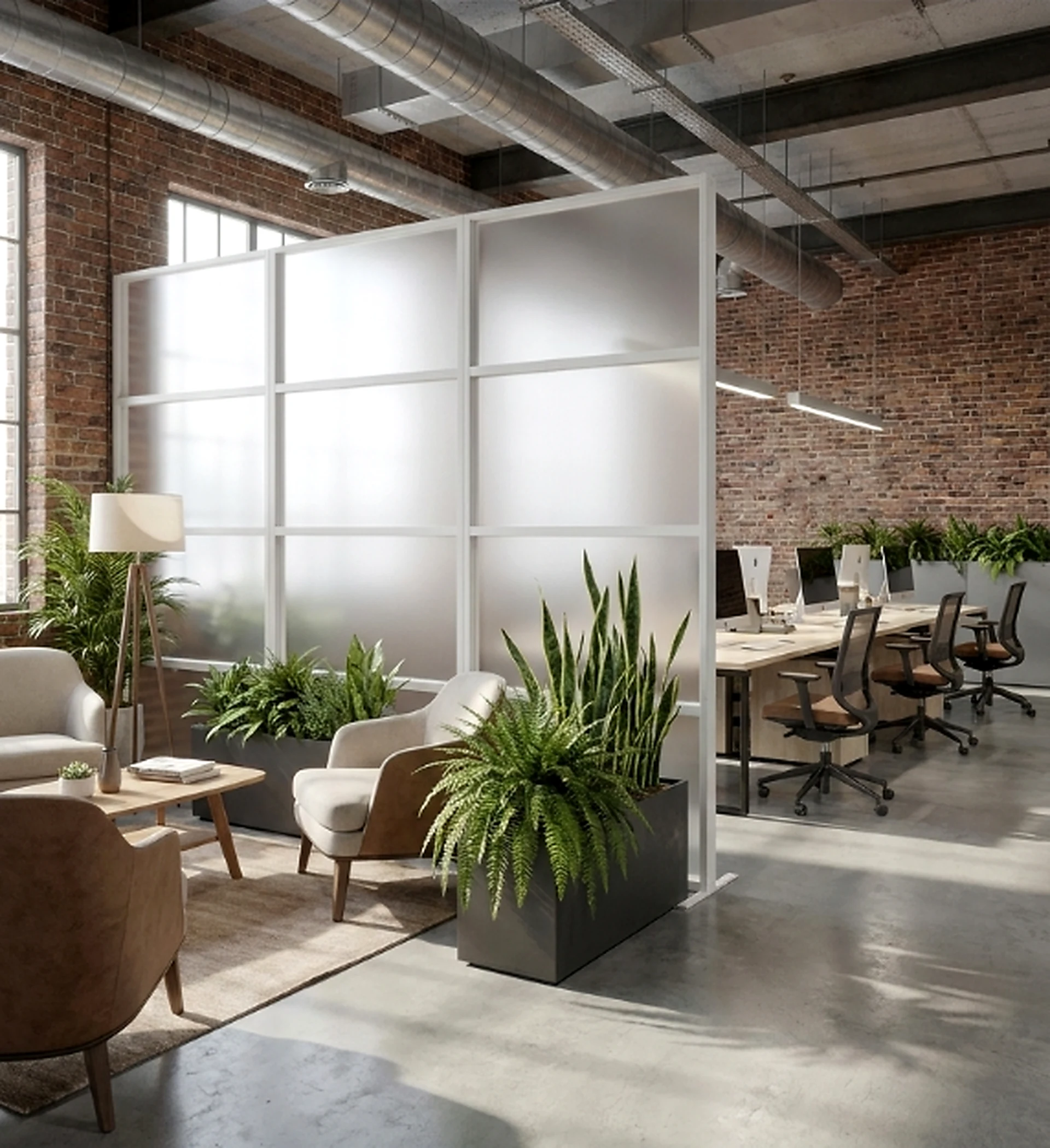 Office divider freestanding planter loft