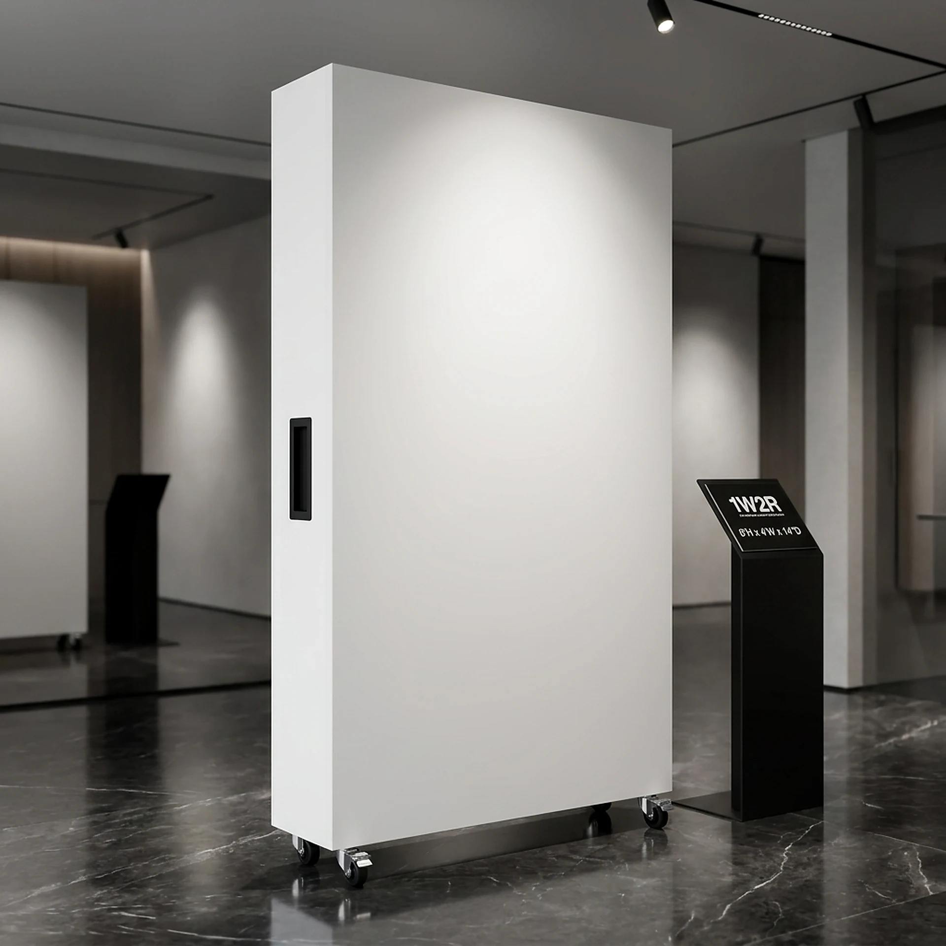 1W2R room divider on wheels, 8 ft tall freestanding partition