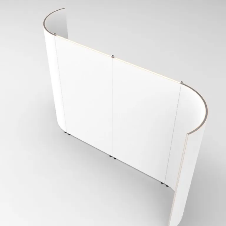 Back face of the S-Wall with the same white canvas-texture finish