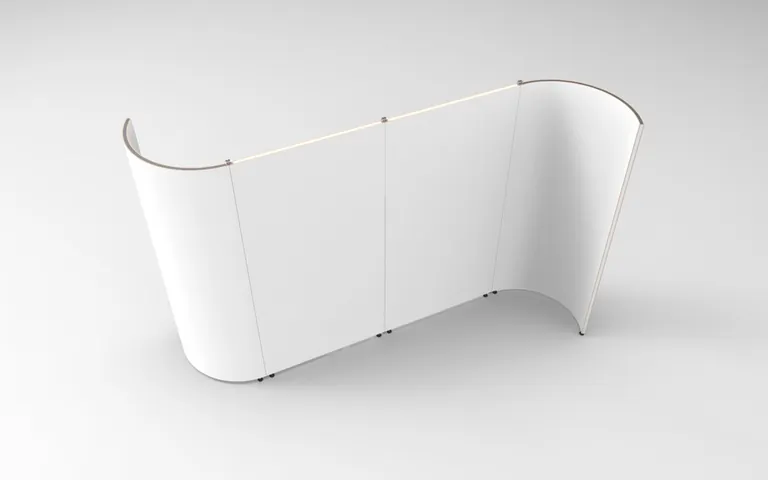 The S-Wall seen from above: four 4-ft panels forming an S with an alcove on each side